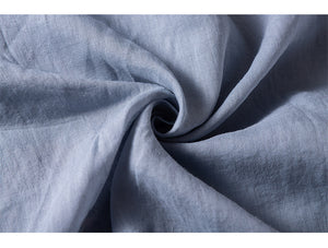 Áo sơ mi linen tay lửng cổ tròn vạt chéo thêu phong cảnh - NU9829