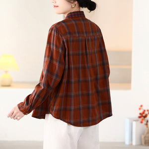Áo sơ mi dài tay cổ đức kẻ caro túi lệch - A790