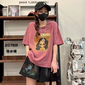 Áo T-shirt ngắn tay cô gái đeo nơ cổ tròn - NU9955