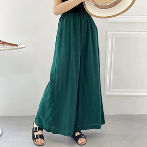 Quần baggy linen lưng thun ống rộng một màu - NU10201