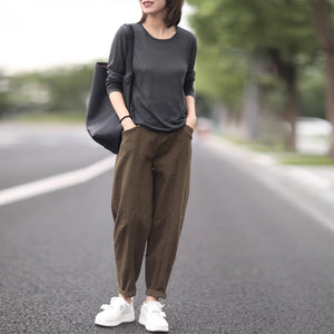 Quần baggy lưng thun khuy cài ống côn hai túi chéo - NU9174