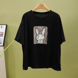 Áo T-shirt ngắn tay cổ tròn in chú thỏ - NU10369