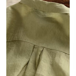 Áo sơ mi linen sát nách cổ đức hai túi vuông - A935