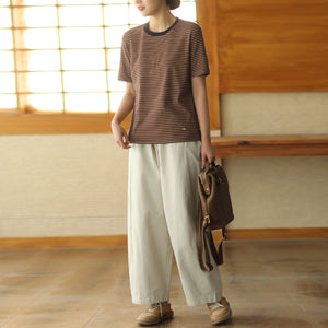 Áo T-shirt ngắn tay cổ tròn kẻ sọc liti - A773