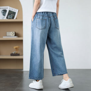 Quần baggy denim lửng ống đứng đơn sắc - Q166