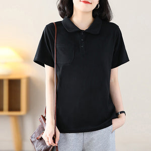 Áo T-shirt ngắn tay cổ pipi một túi nhỏ - NU8747