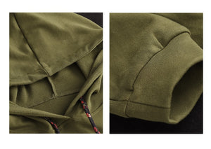 Áo hoodies dài tay đơn sắc dây mũ lệch màu - NU9412