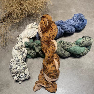 Khăn quàng linen retro in hoa liti một mặt - NU9268