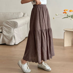 Chân váy linen lưng thun thêu những chiếc nơ - NU10312
