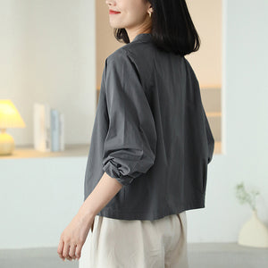 Áo sơ mi dài tay cổ đứng hai khuy - A068