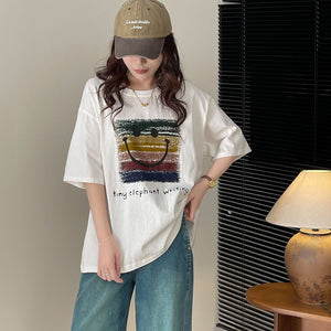 Áo T-shirt ngắn tay cổ tròn in nụ cười sắc màu - NU9947