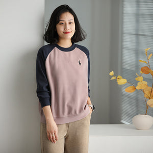 Áo T-shirt nỉ dài tay lệch mạu cổ tròn - NU9422