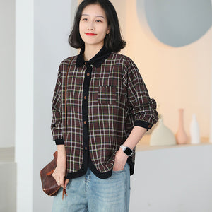 Áo sơ mi linen dài tay cổ pipi bo viền - NU9753