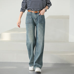 Quần baggy denim ống đứng hai túi vuông - NU9745