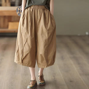 Quần baggy lửng lưng thun ống rộng xếp ly hai túi chéo - NU8977
