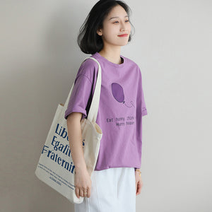 Áo T-shirt ngắn tay cổ tròn form dài in quả bóng - NU10035