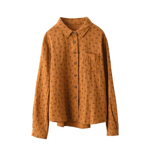 Áo sơ mi linen dài tay in hoa - A1044