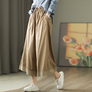 Quần baggy lửng lưng thun dây rút gấu kiểu ren - NU9927