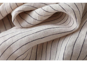 Áo sơ mi linen sát nách cổ đức hai túi kẻ sọc - NU9029