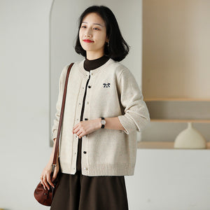Áo khoác cardigan len đan dài tay cổ tròn khuy cài - NU9659