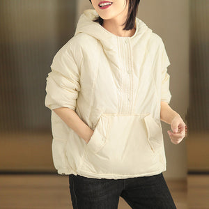 Áo hoodies lông vũ dài tay hai túi chéo khuy cài - NU9438