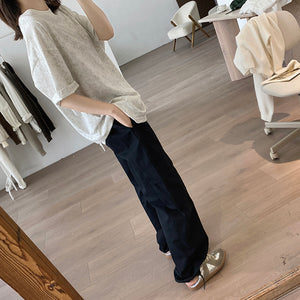 Áo T-shirt ngắn tay cổ tròn form dài - NU10177