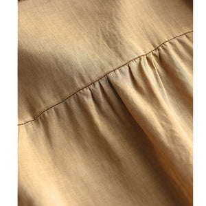 Áo sơ mi linen dài tay cổ đức in đối xứng trước ngực - A724