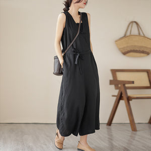 Quần BAGGY yếm một màu eo thắt dây - NU3204