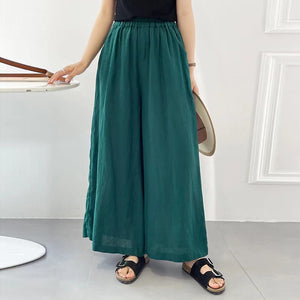 Quần baggy linen lưng thun ống rộng một màu - NU10201