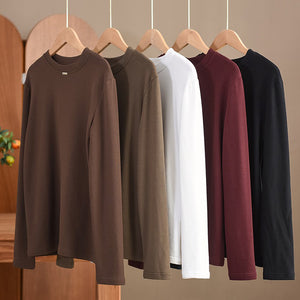 Áo T-shirt dệt kim dài tay cổ tròn lót nhung - NU9448