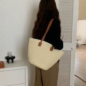 Túi cói đan tay retro quai đeo khóa kéo  - T005