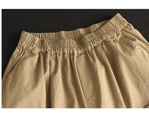 Quần baggy linen lửng lưng thun kiểu túi hộp - NU00001