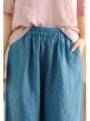 Quần baggy linen lưng thun ống đứng hai túi chéo - NU10446