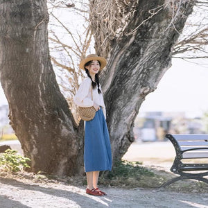 Chân váy denim retro lưng thun chữ A - NU9970