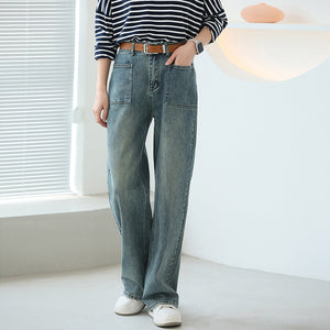 Quần baggy denim ống đứng hai túi vuông - NU9745