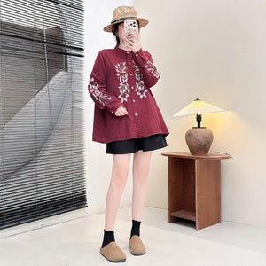 Áo sơ mi dài tay thêu hoa - A1018