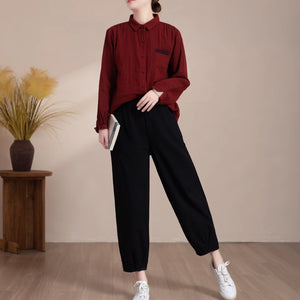 Áo sơ mi dài tay cổ đức túi nhỏ khuy tròn - NU9322