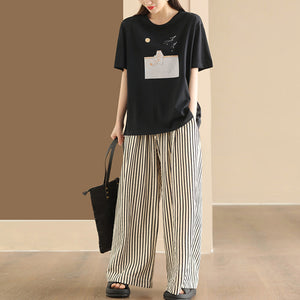 Quần baggy lưng thun dây rút ống rộng kẻ sọc đứng - NU10455