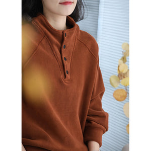 Áo T-shirt nỉ dài tay cổ đứng khuy bấm - NU9463