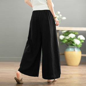 Quần baggy linen lưng thun ống rộng retro - NU10209