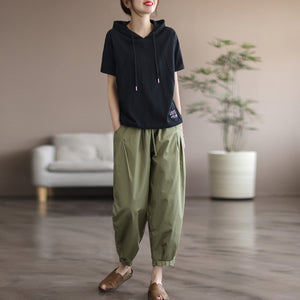 Quần baggy lửng lưng thun dây rút hai túi - Q149