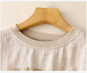 Áo T-shirt linen ngắn tay cổ tròn - A1002