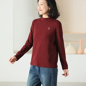 Áo T-shirt dài tay cổ đứng đơn sắc - NU9555