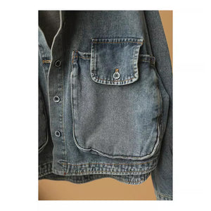 Áo khoác denim dài tay cổ đức hai túi lớn nắp nhỏ - NU9163