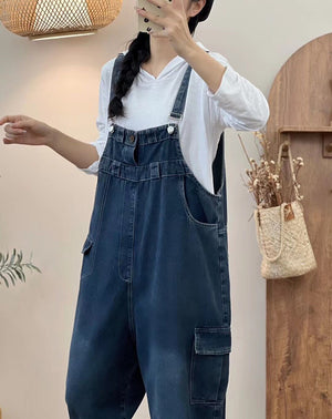 Quần baggy yếm denim túi nắp tam giác - NU9790