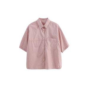 Áo sơ mi Slim Fit ngắn tay cổ đức hai túi - NU10073