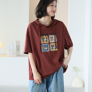 Áo hoodies ngắn tay in những chú mèo - NU10290