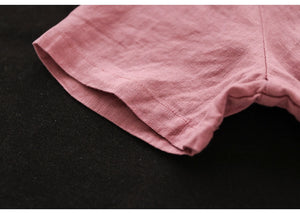 Đầm liền linen ngắn tay cổ đức khuy cài eo xếp - D049