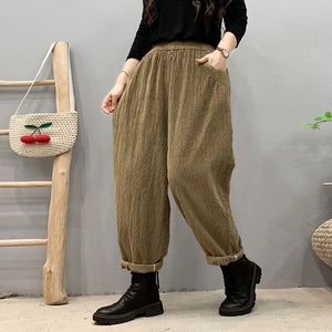 Quần baggy lưng thun kiểu dập nhăn một túi sau - NU9585