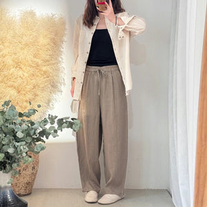 Quần baggy linen retro lưng thun dây rút - Q097